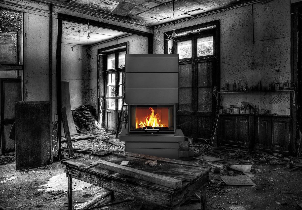 Poele a bois Romotop Cara C, nouveau systeme "silent lift"